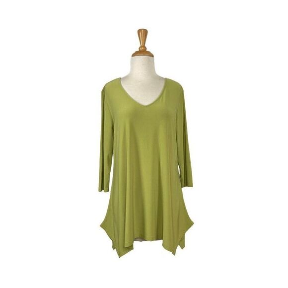 Alisha.d S Apple Green Tunic Top ADT-05A Art To Wear Travel Lagenlook Coastal - Picture 2 of 8